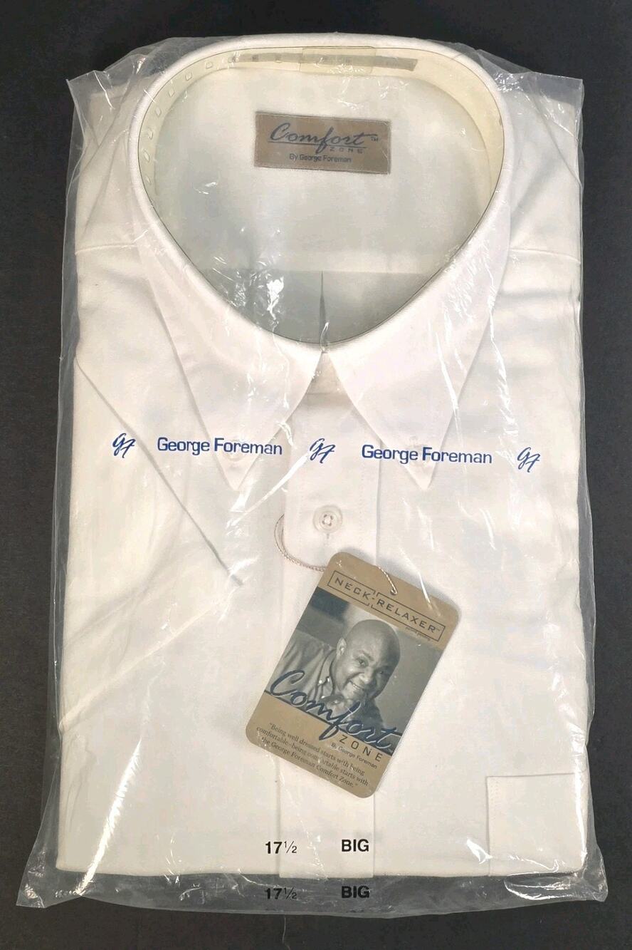 George Foreman Comfort Zone Men's White Button Up Short Sleeve Shirt Size 17.5